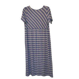 J. Jill Multi Directional‎ Stripe Short Sleeve Maxi Dress 1X Summer Sheath NWT